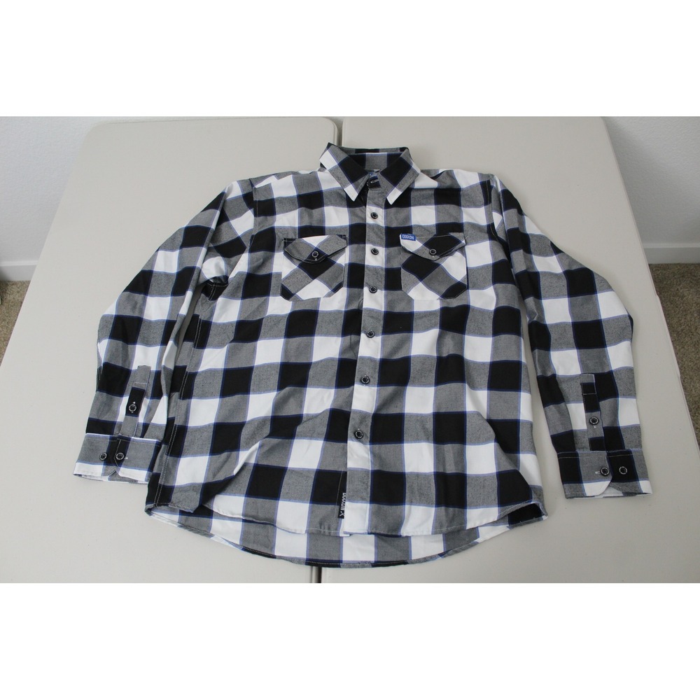 Dixxon Flannel Company The Strut Black White Buffalo Plaid Shirt Mens XL D-Tech